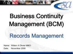 Business Continuity Management (BCM)