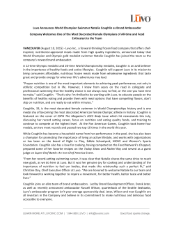 Luvo Announces World Champion Swimmer Natalie Coughlin as