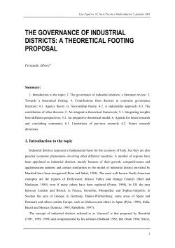 the governance of industrial districts: a theoretical footing