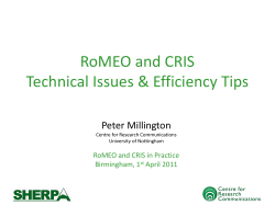 SHERPA/RoMEO Forthcoming Developments and the API