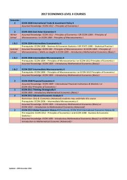 2017 ECONOMICS LEVEL II COURSES