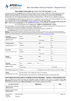 Alter Gas Meter/ Service Position - Request Form