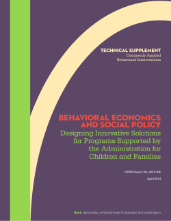 BehAvIorAl economIcS And SocIAl PolIcy