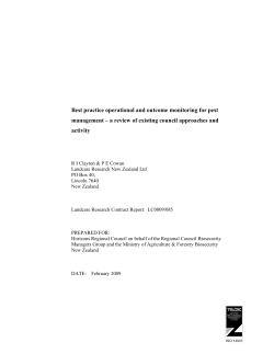 Best practice operational and outcome monitoring for pest