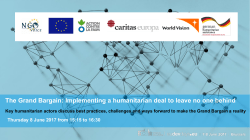 The Grand Bargain: Implementing a humanitarian deal to