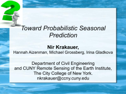 Toward Probabilistic Seasonal Prediction Nir Krakauer