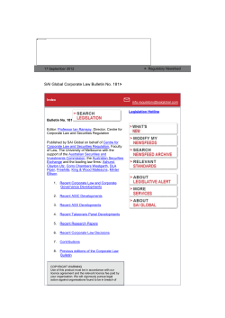 Corporate Law Bulletin 181 - Melbourne Law School