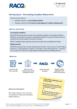 Pet Insurance &ndash; Pre-existing Condition Waiver Form