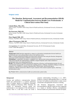 (SBAR) Model for Communication between Health Care Professionals
