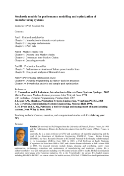 Stochastic models for performance modelling and optimization of