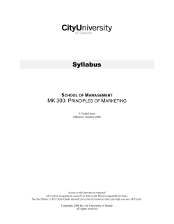 MK 300 Principles of Marketing