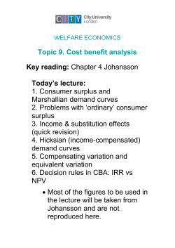 Topic 9. Cost benefit analysis
