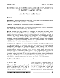 know edge about tubercu osis of peop es iving in eastern