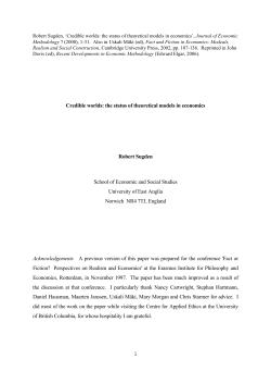 Robert Sugden, `Credible worlds: the status of theoretical models in