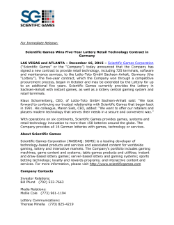 Scientific Games Wins Five-Year Lottery Retail Technology Contract