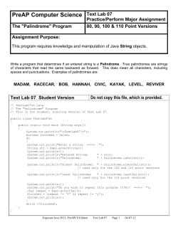 AP Computer Science I - Vernon Computer Science