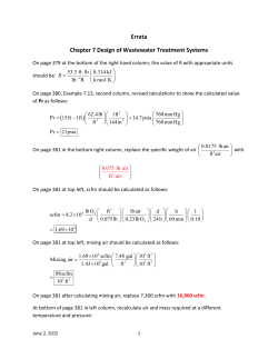 Errata Chapter 7 Design of Wastewater Treatment Systems