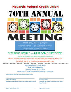 FIRST COME FIRST SERVE - Novartis Federal Credit Union