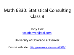 Statistical Consulting - Cox Associates Consulting