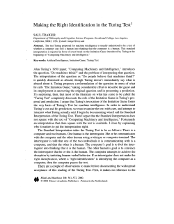 Making the Right Identification in the Turing Test