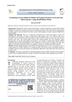 Examining Exercise Behavior Beliefs of Pregnant Women`s in