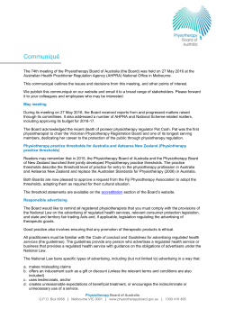 Meeting of the Physiotherapy Board of Australia