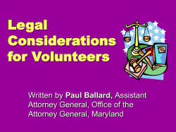 Legal Considerations for Volunteers