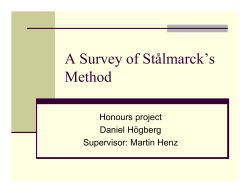A Survey of St&aring;lmarck`s Method