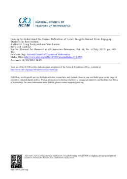 Coming to Understand the Formal Definition of Limit - Pdx