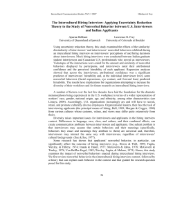 The Intercultural Hiring Interview: Applying Uncertainty Reduction