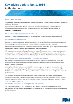 Authorisations - Department of Treasury and Finance