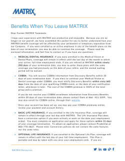 Benefits When You Leave MATRIX