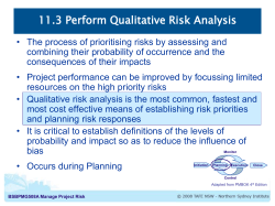 11.3 Perform Qualitative Risk Analysis