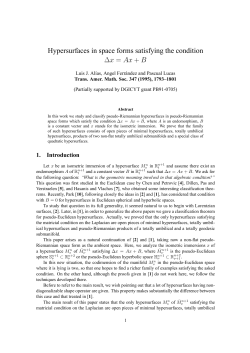 Hypersurfaces in space forms satisfying the condition ∆x = Ax + B