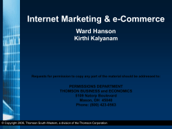 Internet Marketing and Ecommerce By Ward Hanson and xxxxxxx