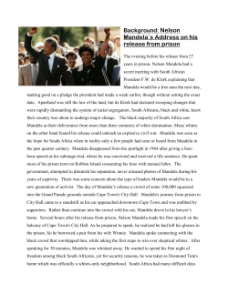 Background: Nelson Mandela`s Address on his release from prison
