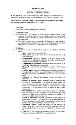 bylaw no - Town of Porcupine Plain