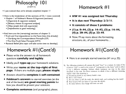 Philosophy 101 Homework #1 Homework #1