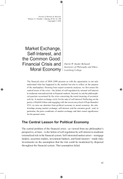 Market Exchange, Self-Interest, and the Common Good: Financial