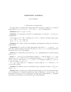 GORENSTEIN ALGEBRAS 1. Definition of