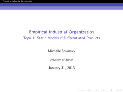 Empirical Industrial Organization - Topic 1