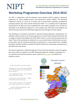 NIPT Workshop Programme Overview