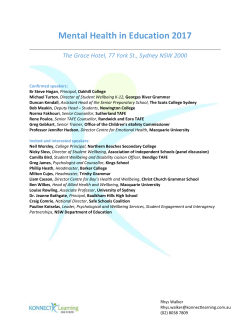 Mental Health in Education 2017 The Grace Hotel, 77 York St