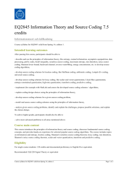 KTH | EQ2845 Information Theory and Source Coding 7.5 credits