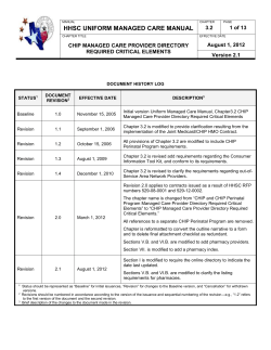 Physician Listings for Provider Directories for CHIP Perinate Members
