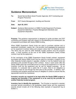 Guidance Memorandum on SSBG Funded Equipment Purchases