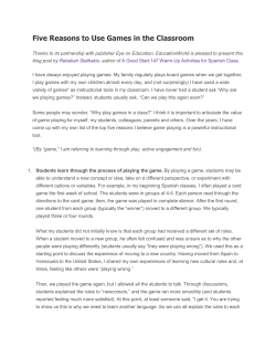 Five Reasons to Use Games in the Classroom