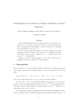 Generalization of a theorem of Erd˝os and R&eacute;nyi on Sidon Sequences