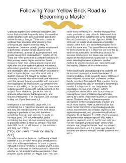 Following Your Yellow Brick Road to Becoming a Master