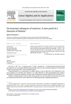 On invariant subspaces of matrices: A new proof of a theorem of